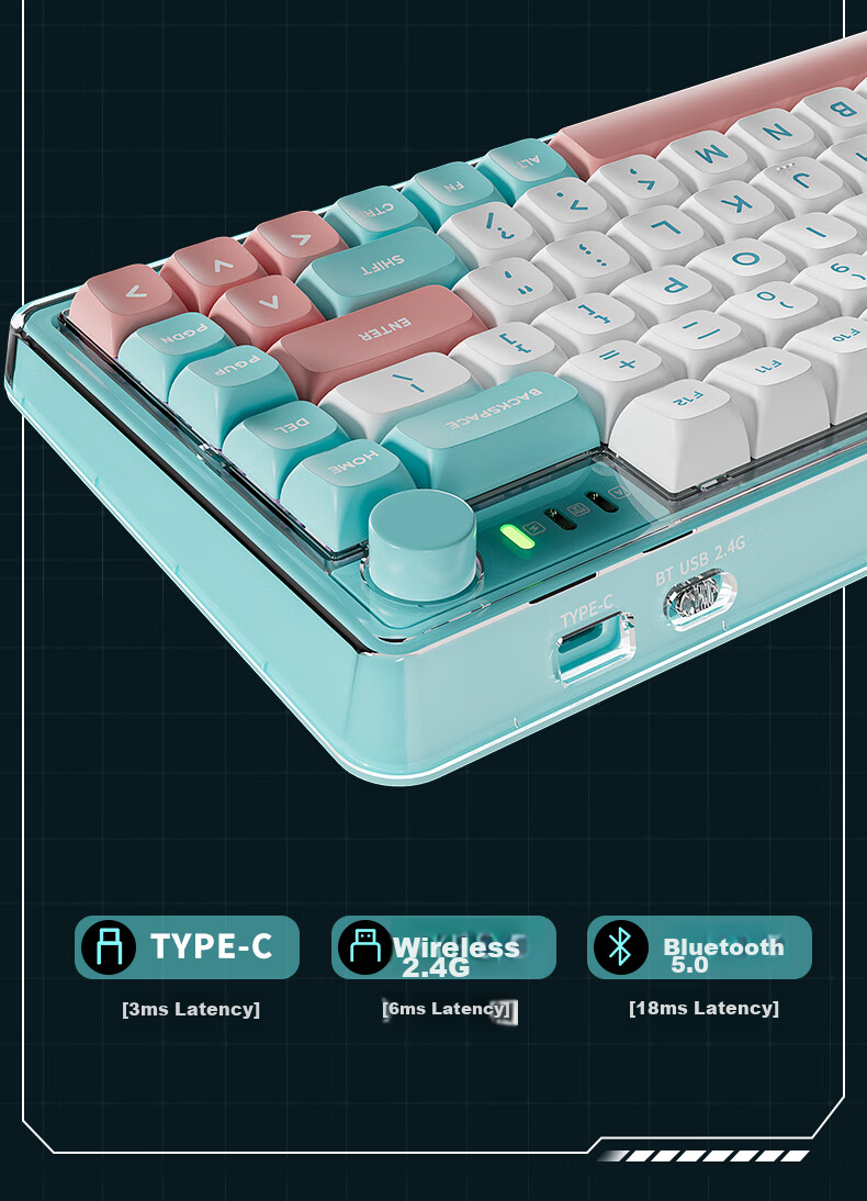 EWEADN V82pro Small Ice Sugar Wireless Bluetooth Tri-Mode Custom Mechanical Feel Keyboard, 82 Keys, for Office, E-Sports Gaming, Laptop Peripherals, Ivory White Wind Chrysanthemum Switch 16