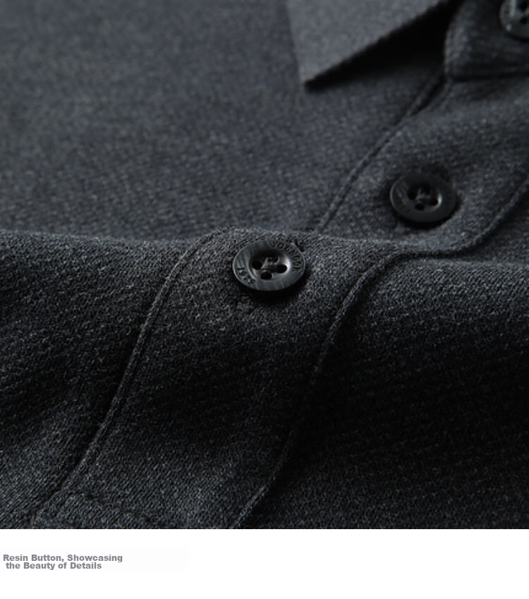 YOUNGOR [Machine Washable Wool] Heat-Retaining Men's Autumn Winter Long-Sleeve Wool Lapel Polo Shirt, Navy Blue, L 17