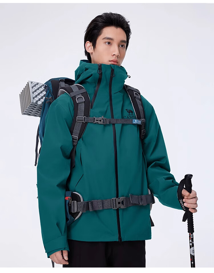 CAMEL Outdoor Hardshell Jacket for Men And Women, Windproof And Waterproof Coat, New Autumn Hiking Wear 2024 [Black Armor] R727 20