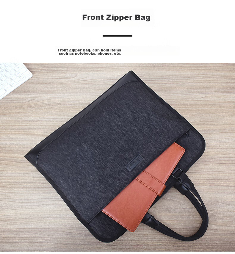Bailiwen B0074 Black 3D Double-Layer Handbag, Office Meeting Bag, Document Bag, Handheld Shoulder Crossbody Large Capacity Men's Briefcase, Laptop Bag, Business Office Bag, Conference Handbag 4