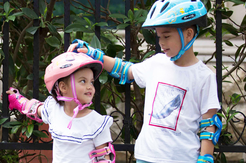 Micro Ancient Children's Protective Gear Roller Skates Skateboard Balance Bike Helmet Micro Anti-Fall Hand Elbow Knee X8M Pink S Size 1