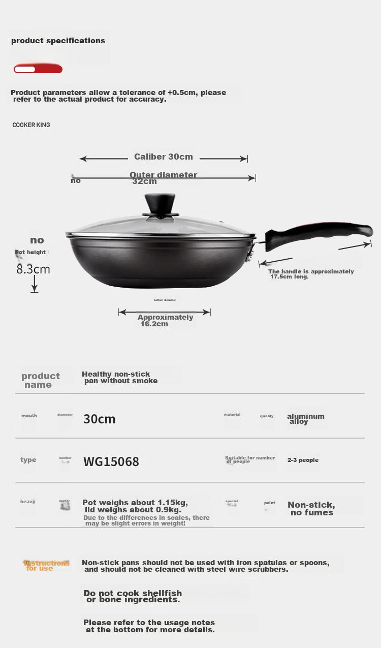 COOKER KING Non-Stick Wok 32cm Low-Smoke Flat-Bottom Frying Pan for Stir-Fry And Grilling, Compatible with Induction Cooker And Open Flame, Model WG15068 13