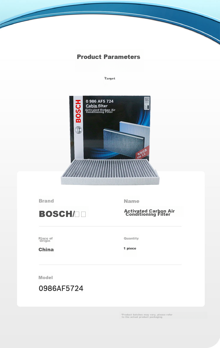 BOSCH Air Conditioning Filter Element 5724 for Renault Koleos/Qichen T70X/Qijun/Xiao Ke/Dongfeng Fengdu MX6 10