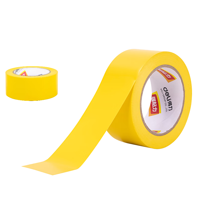 Deli Yellow Safety Warning Tape Windproof Sticker Window Fixing Thickened PVC Wear-Resistant Waterproof Ground Marking Line Caution Tape S Positioning Tape 48mm*33m 1 Roll 33772