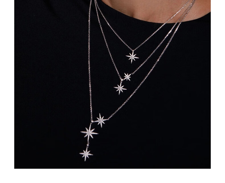 APM Monaco Hexagram Necklace Sweater Chain for Women, Luxurious High-End Collarbone Chain, Gift for Wife 7