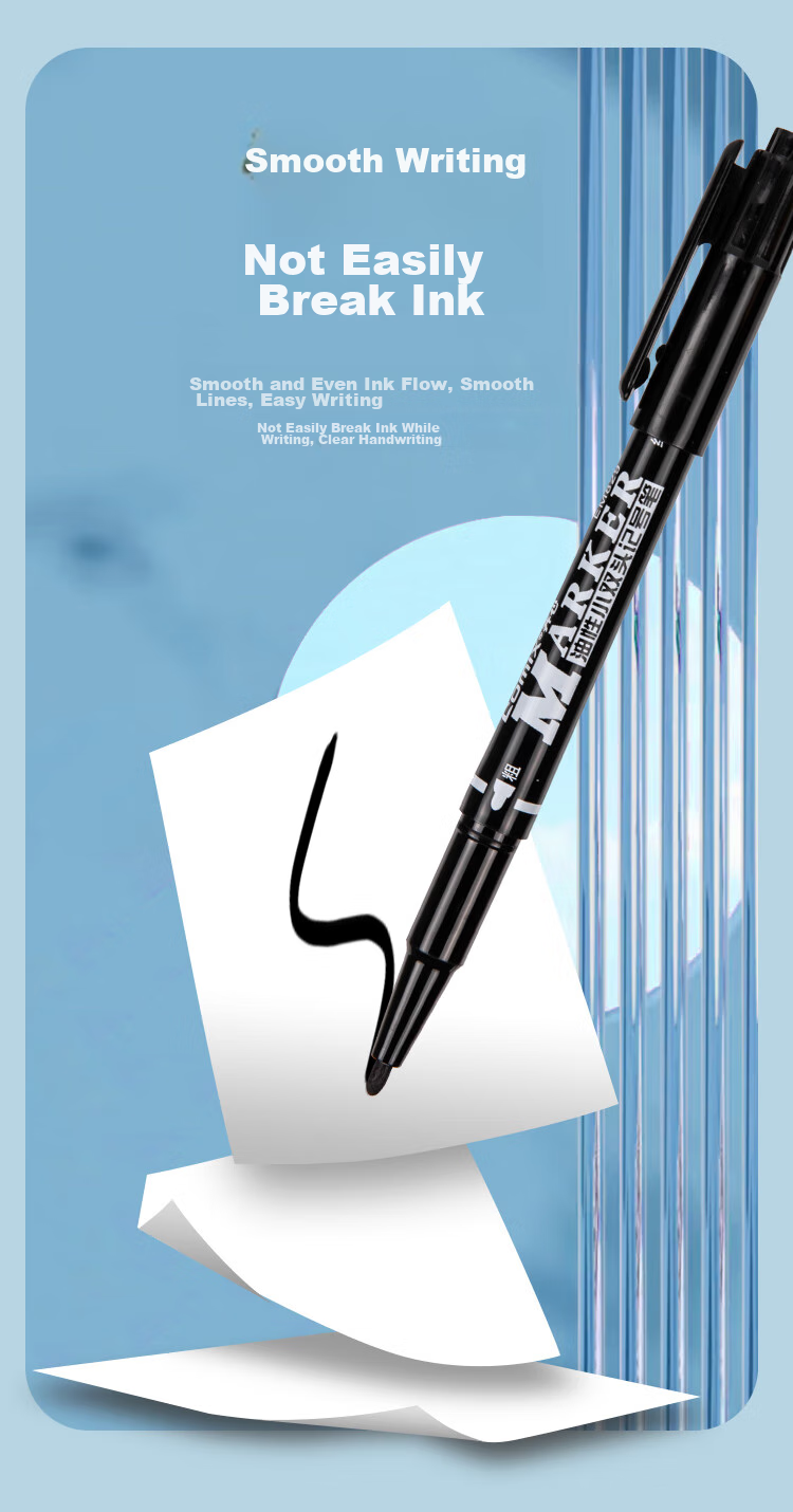 COMIX Dual-Tip Marker/Outlining Pen Drawing/Large Logistics Oil-Based Pen/Line Width 0.5-1.5mm/Red 12 Pieces/Box MK833 4