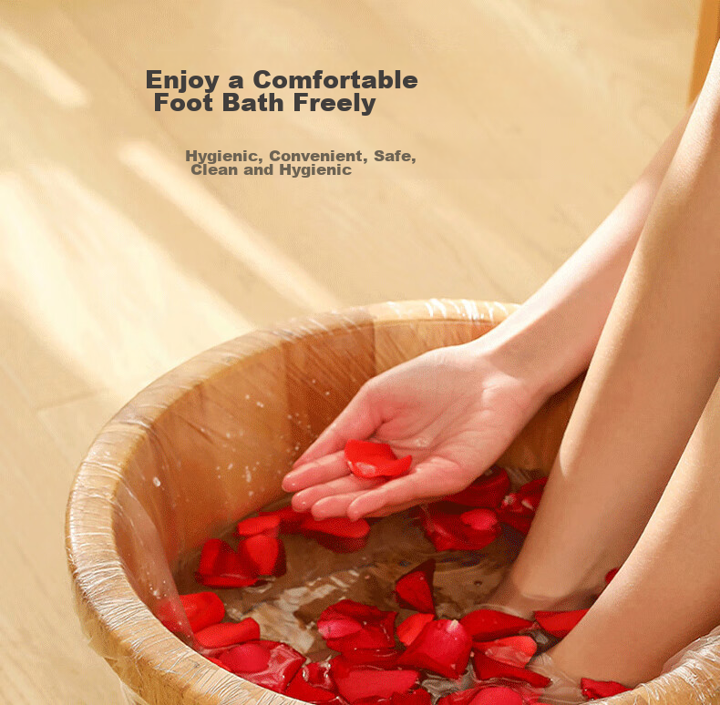 Jiebishi Disposable Foot Bath Bags, 80-Pack, Plastic Bags for Soaking Feet, Thickened Foot Therapy Bags for Wooden Buckets And Foot Wash Basins 1
