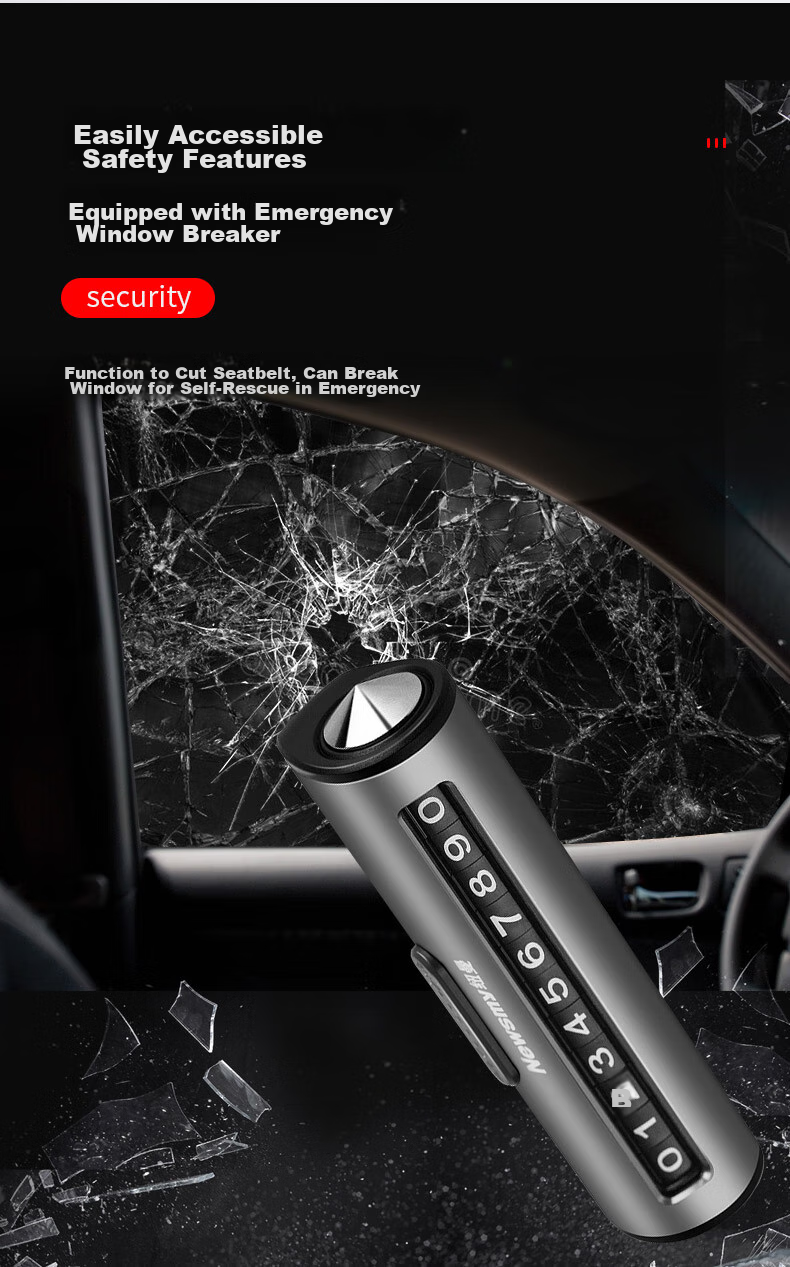 Newsmy Car-Mounted Three-In Safety Hammer, One-Second Window Breaker, Emergency Rescue Multi-Functional Knife, Escape Hammer TC001 4