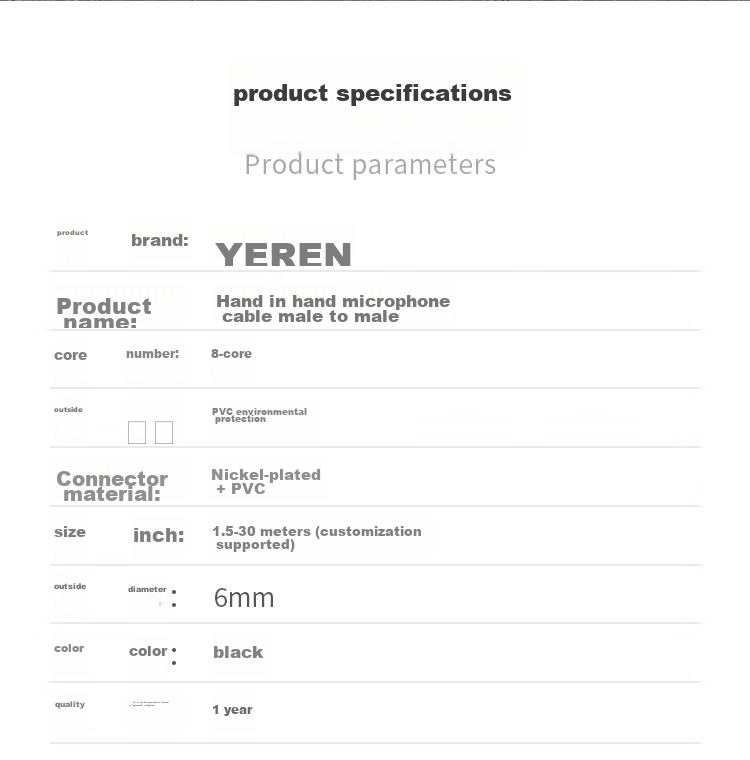 Yeren Hand-Held Microphone Cable, Male to Male, 8-Pin 8-Core Conference Extension Cord for Microphones, 1.5 Meters, YR-SL803 7