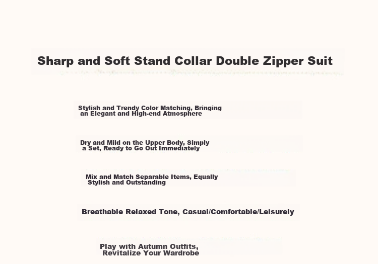 Dme [Wandering Outfit] Spring And Autumn Sporty Style Stand-Up Collar Double Zipper Long-Sleeve Top Casual Pants Women's Two-Piece Set 2