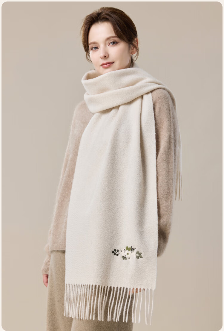 JIUMU Pure Wool Scarf for Women, Autumn And Winter Neck Warmer, Warm Shawl, Gift for Women And Mothers, Mid-Autumn Festival Birthday Gift Box Set 16