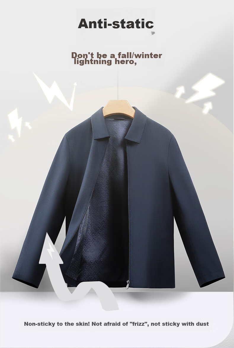 Goldlion [Yun Gan Dashi] Spring And Summer Anti-Static Washable Wool Lapel Business Jacket for Men, Navy Blue, XL 8