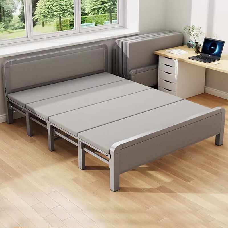 L&S Folding Bed Single Bed Office Nap Bed Home Care Bed Hard Board Bed BGC856 All Gray 120cm