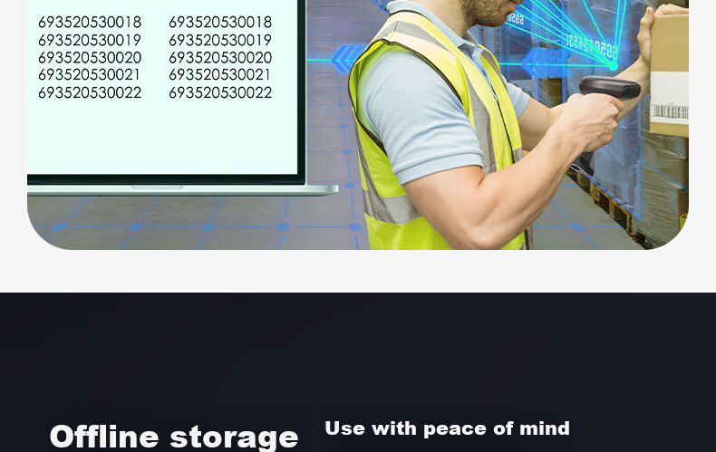 Deli Barcode Scanner, Wireless Barcode Scanning Gun, Pharmaceutical Traceability Logistics Express Delivery Medical Insurance Scanning Product Inventory Spare Parts Warehouse Barcode Scanning QR Code 14881S Black 9