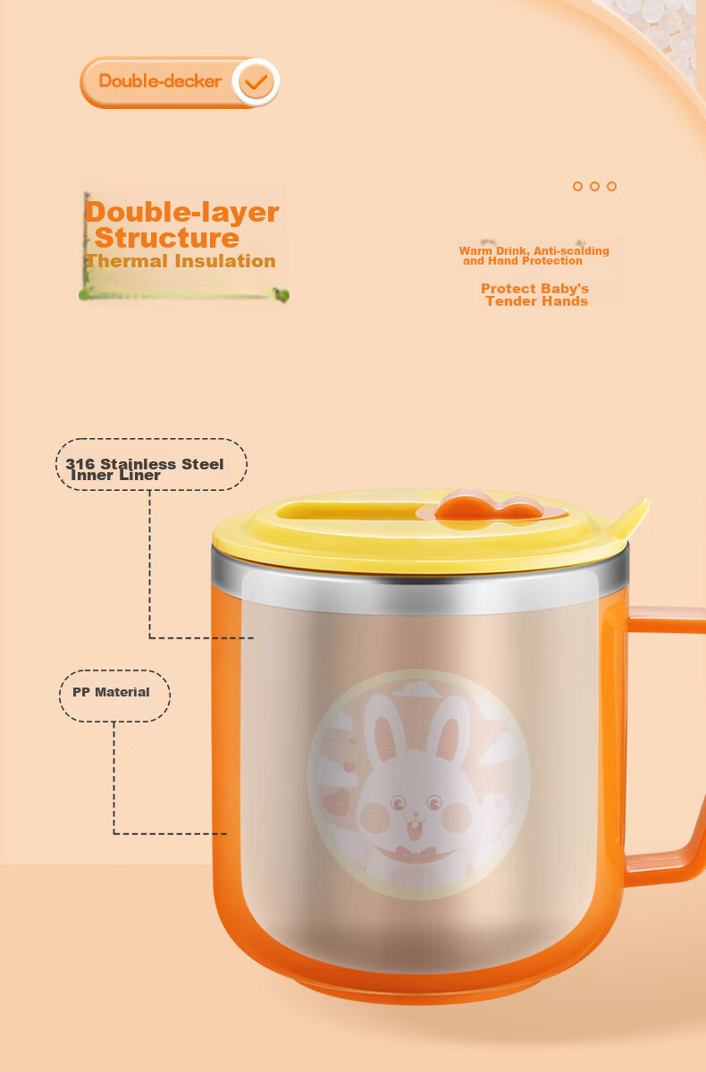 COOKSS Children's Water Cup Milk Cup 316 Stainless Steel Training Cup for Babies 1-3 Years Old with Straw And Scale Markings Gree 7