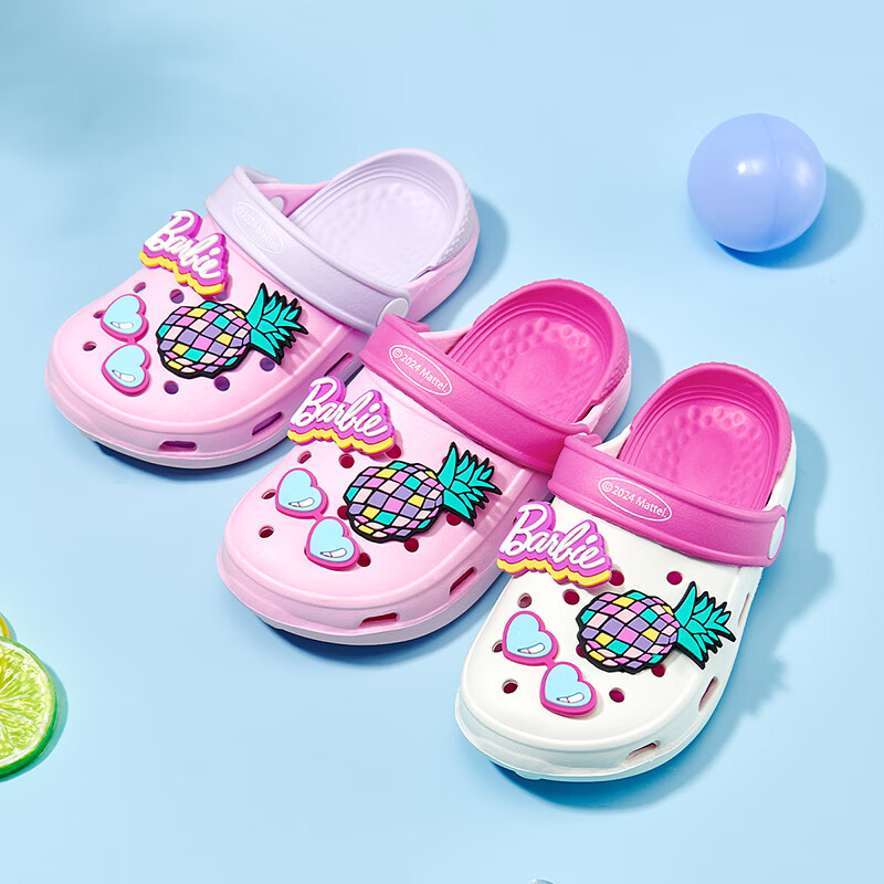 Barbie Children's Sandals, Summer Kids' Clogs, Girls' Beach Sandals, Girls' Slippers, BB240010, Pink/purple, Size 180