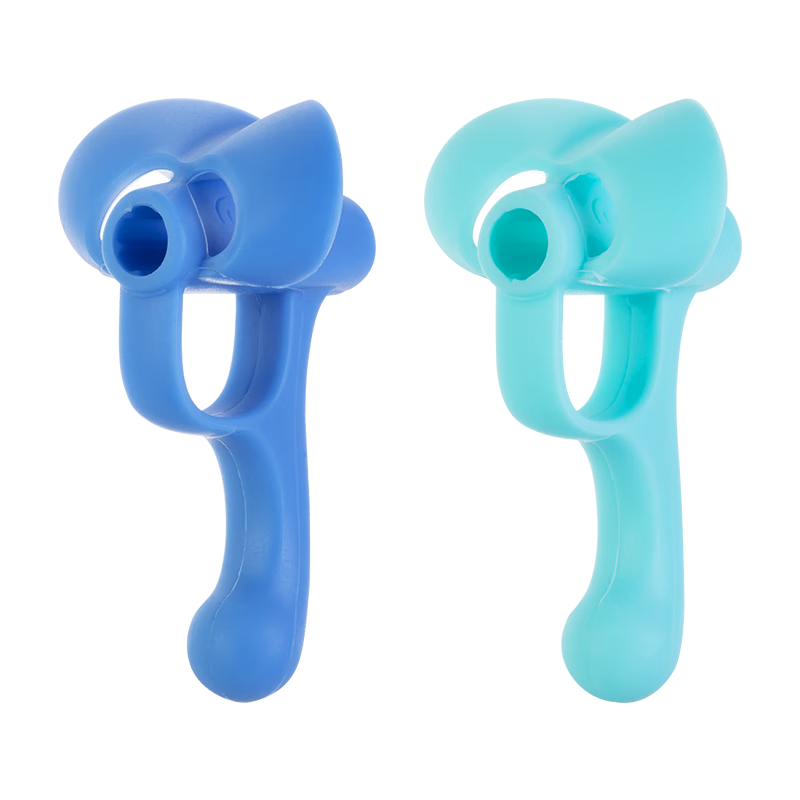 M&G Ergonomic Pen Grip Corrector, Silicone Posture-Correcting Pencil Holder for Kindergarten And Elementary School Students, Blue And Green, 2-Pack