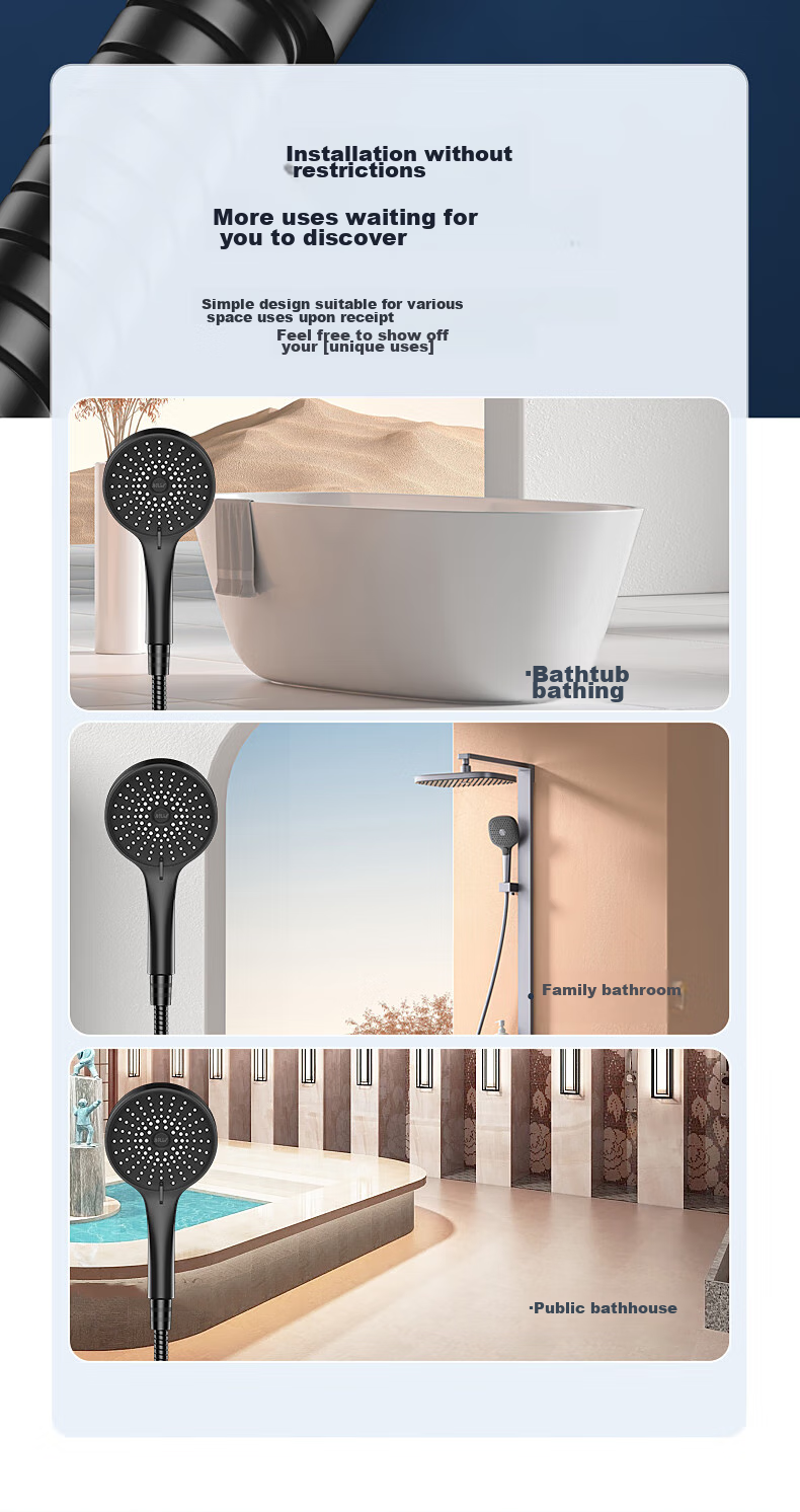 Muvi High-Pressure Shower Head Set, Complete Spray Kit, Bath Shower Head with Hose, High-Pressure Bathroom Handheld Shower Head 17