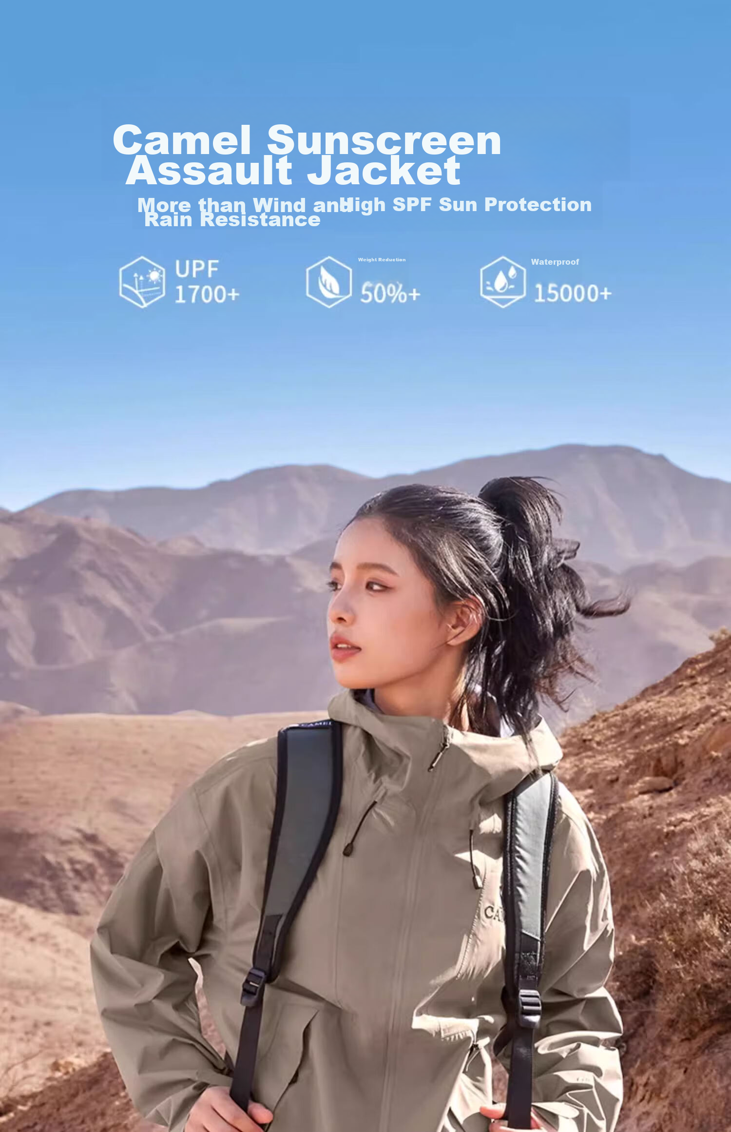 CAMEL [3L Lightweight Hard Shell] Windproof Waterproof Breathable Jacket for Men And Women, Hiking And Mountaineering Outfit 4