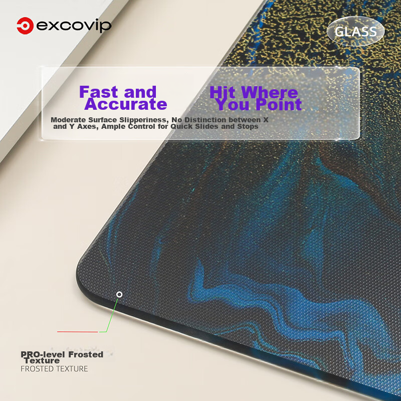 EXCO Glass Mouse Pad, Photovoltaic Professional E-Sports Gaming Mouse Pad, Hard Colorful Pad, Computer Office Laptop Small And Medium Size 250*200mm, Gold Marble 0094 10