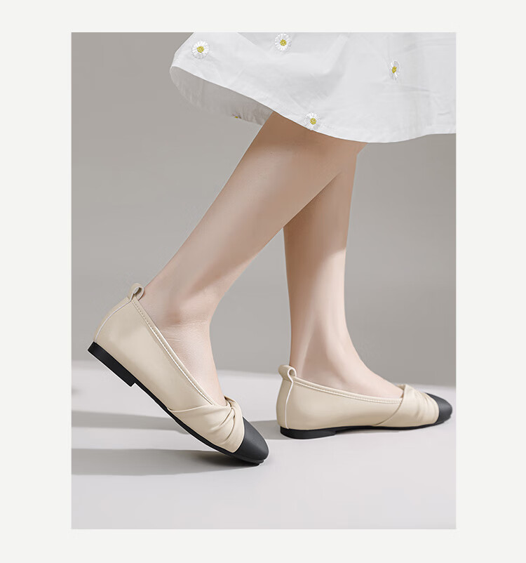 DAPHNE Women's Flats, 2026 New Spring And Autumn French-Style Gentle Evening Shoes, Flat Slip-On White Loafers, Mom Shoes 12