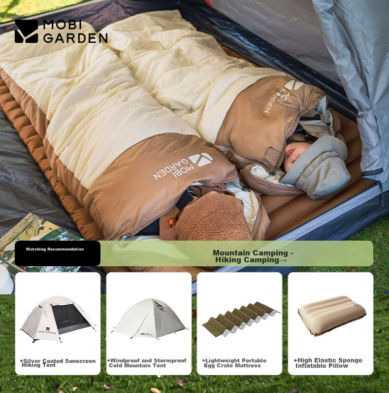 MOBIGARDEN Xiangyun Sleeping Bag 1.0 Outdoor Camping Single Warm Envelope Sleeping Bag NX25662006 Pine Green 2