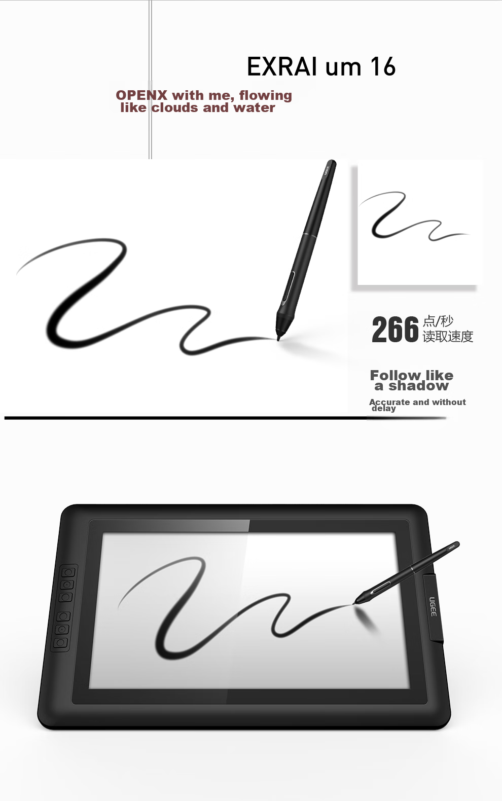 UGEE Digital Drawing Tablet, 16K Pressure Sensitivity, Handheld Graphics Pad, Writing Tablet for Computer, Online Class Writing Pad, Drawing Board, Electronic Drawing Pad M908 12