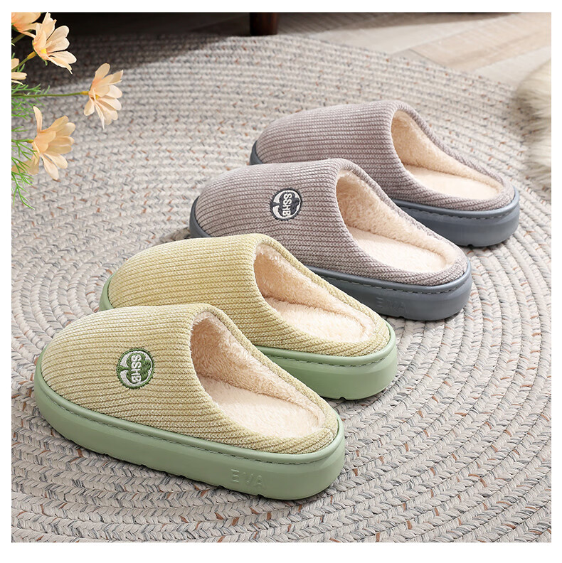 GUOLUOFEI Spring And Autumn Thick-Soled Slippers for Men And Women, Indoor Home Cotton Slippers, Gray, Size 42-43 14