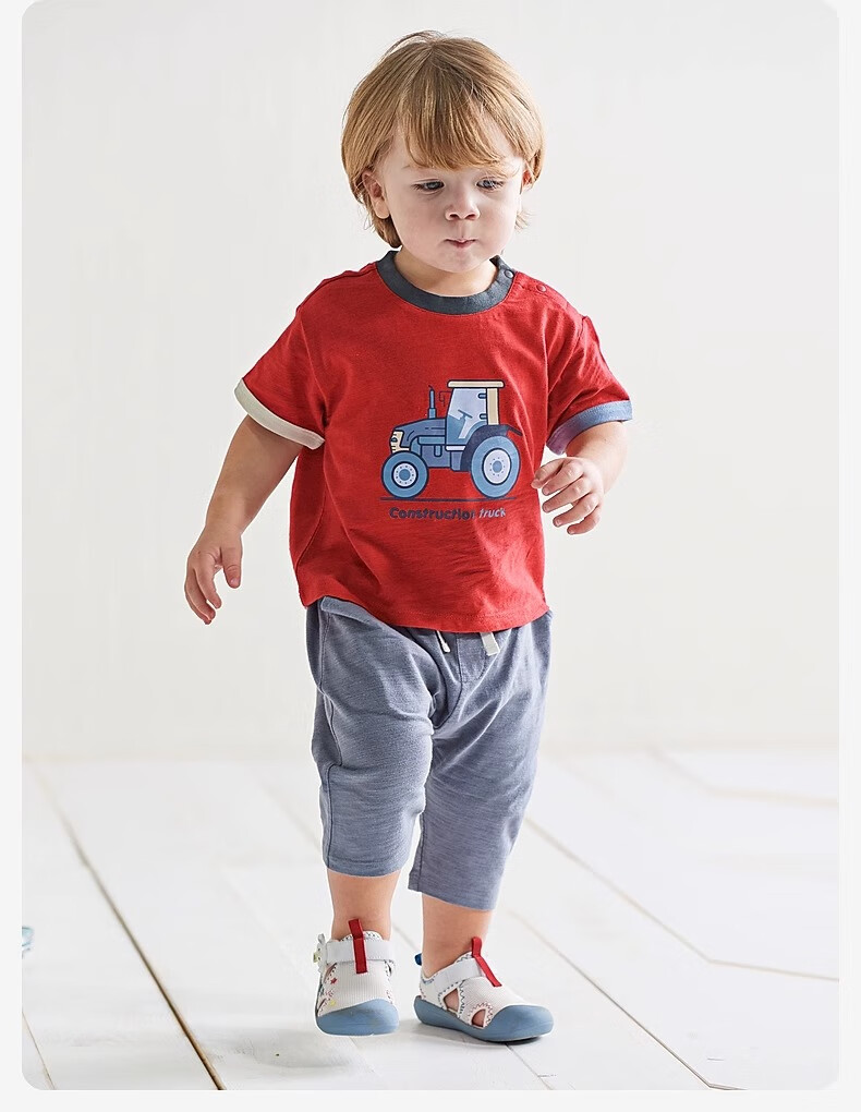 DAVE & BELLA Children's Short-Sleeve Summer Wear, Boys' Cartoon T-Shirt, Stylish Casual Color-Block Top 7