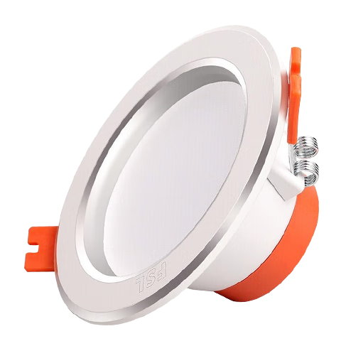 Foshan Lighting (FSL) LED Downlight Silver Edge Ceiling Recessed Aluminum Hole Light Corridor Passageway Lamp [Cutout 75-85mm] 5W Warm White Light