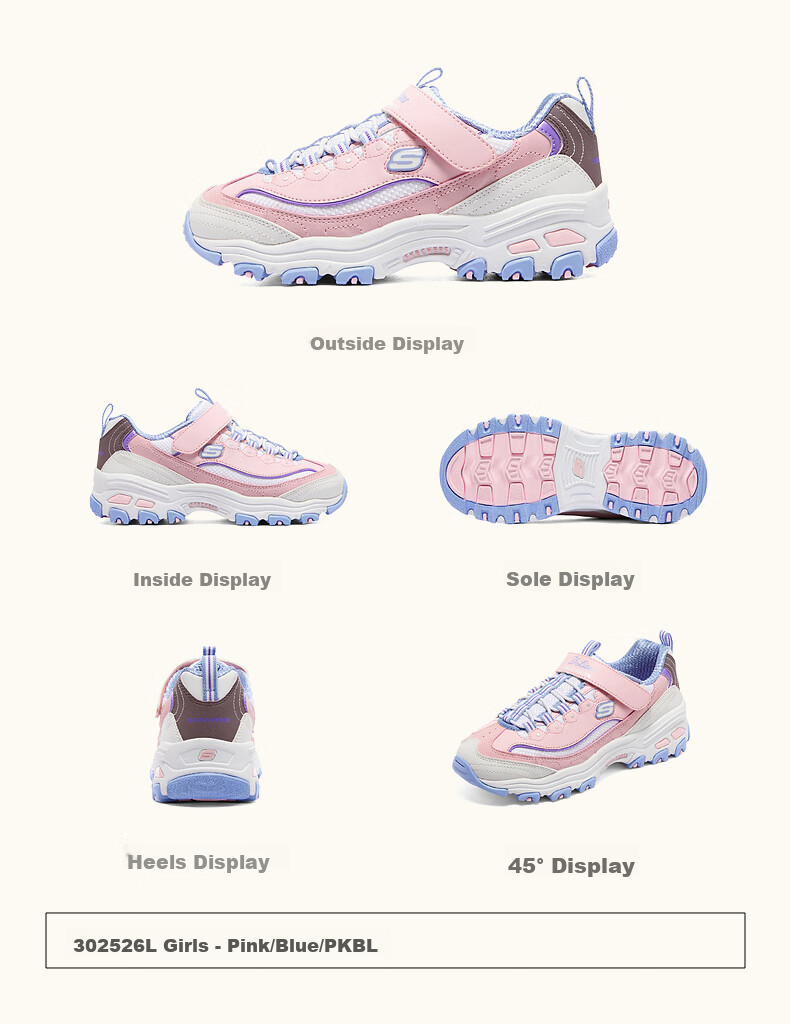 Skechers Kids' Self-Owned Milk Tea Bear Children's Shoes Autumn and Winter Girls' Sports Shoes Big Kids' Running Shoes Panda Shoes 302526L 35