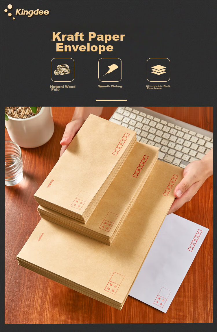 Kingdee 40 Sheets No. 9 White Double-Sided Paper Envelopes, Standard Postal Envelopes 324*229mm 1