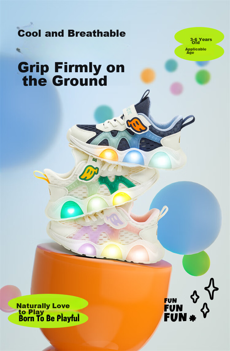 B.Duck Children's Walking Shoes, Baby Summer Mesh Light-Up Shoes, Boys And Girls Single Mesh Shoes, 3969 Rice Green, Size 26 1