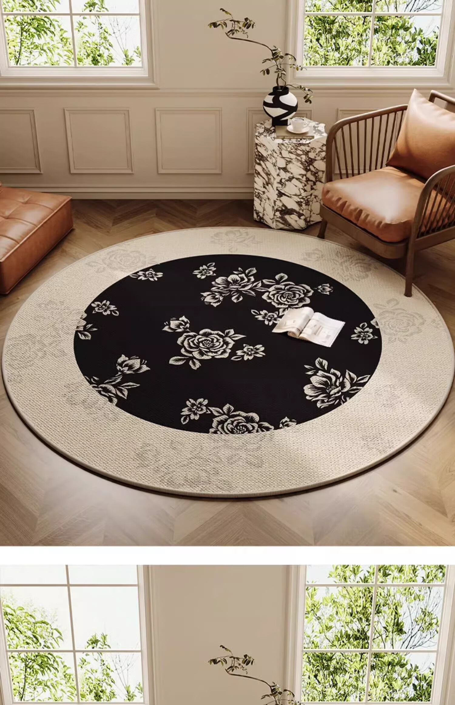 Yinshang Ancient Single-Person Sofa Round Carpet, Luxurious High-End Chair Pad for Foyer, Bedroom And Living Room, Swivel Chair Floor Mat 10