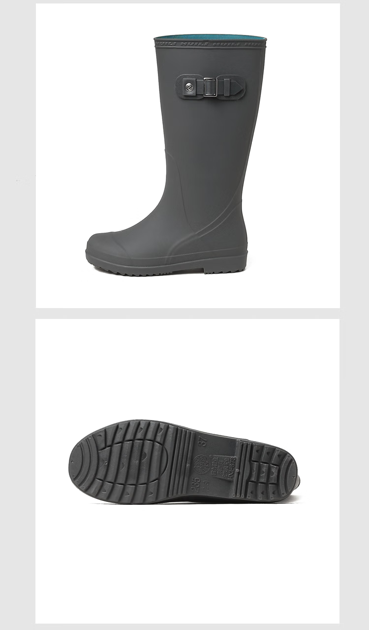 Warrior Women's Fashion Adult High Tube Rain Boots Waterproof Shoes Rubber Boots HXL73-B Gray Size 36 13
