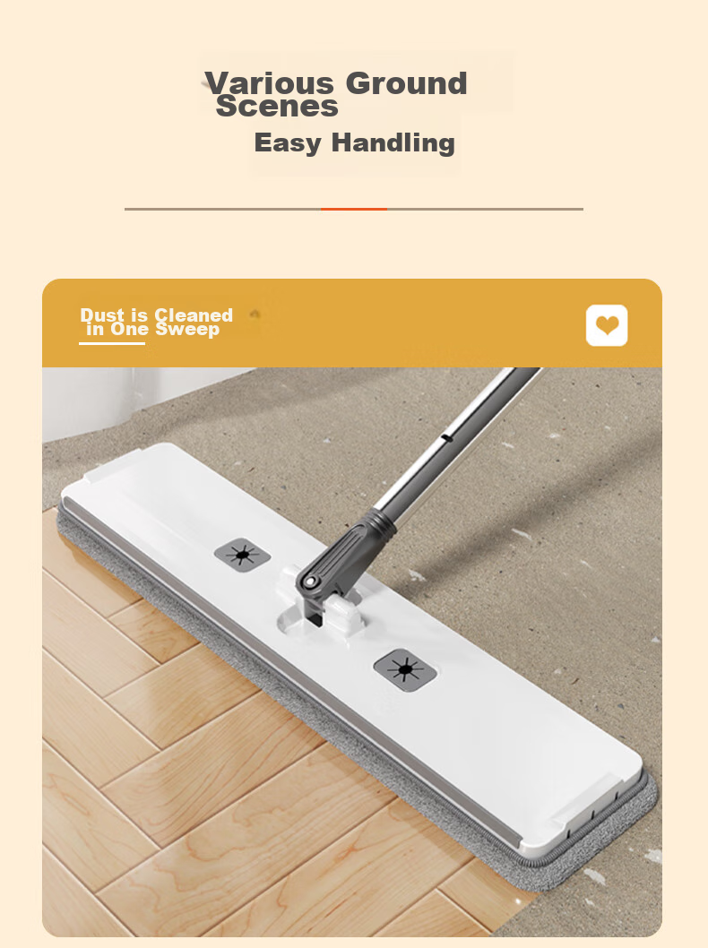 Dongfangliangjie Mop, All-In Household No-Hand Washing, Extra Large with Bucket, 50cm Scrubbing, Lazy Person's Mop, Flat Mop Cleaning Tool 7