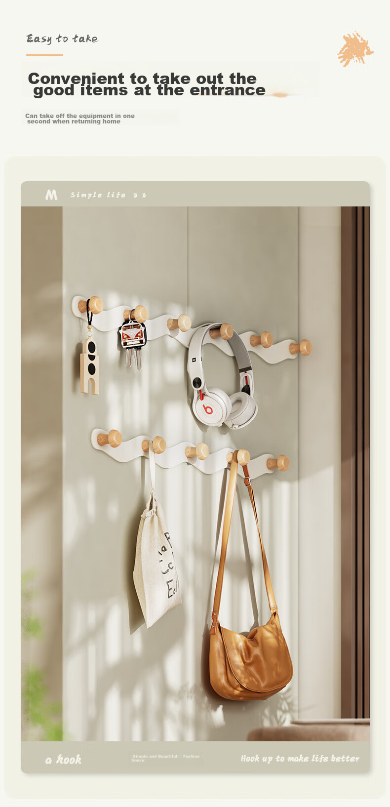 Bahainiao Door Hook Hanger, No Drilling Required, Clothes Hanger for Over The Door, Storage Rack, Row-Linked Hooks, Strong Load-Bearing Capacity 5