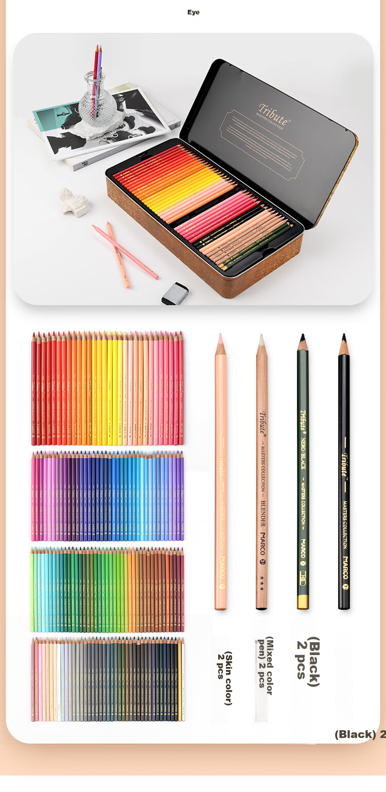 MARCO Master Water-Soluble Colored Pencils Art Student Set for Boys And Girls, Birthday Gift for Students, Master Premium [100 Water-Soluble Colors] 10