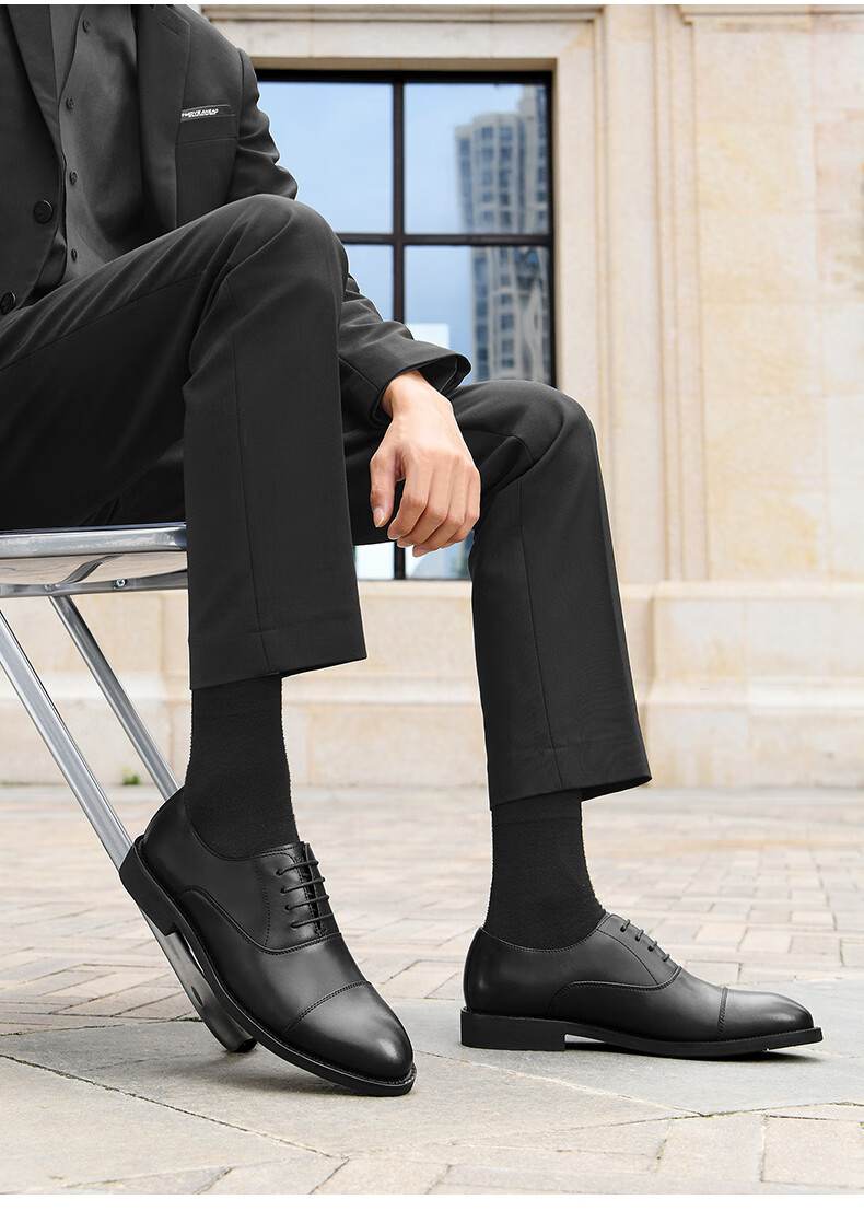 HLA Men's Business Formal Casual Comfortable Lightweight Lace-up Oxford Shoes HAAPXM2EAV106 Black Size 38 7
