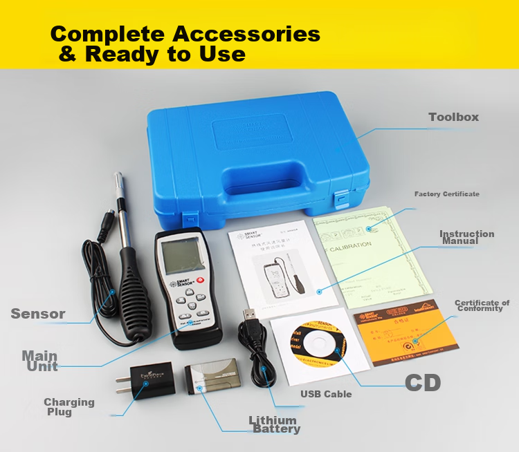 Xima Anemometer, High-Precision Digital Wind Speed Meter, Wind Speed And Temperature Measuring Instrument AS806 10