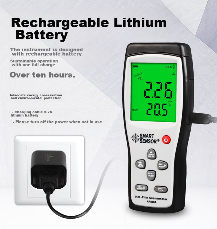 Xima Anemometer, High-Precision Digital Wind Speed Meter, Wind Speed And Temperature Measuring Instrument AS806 7