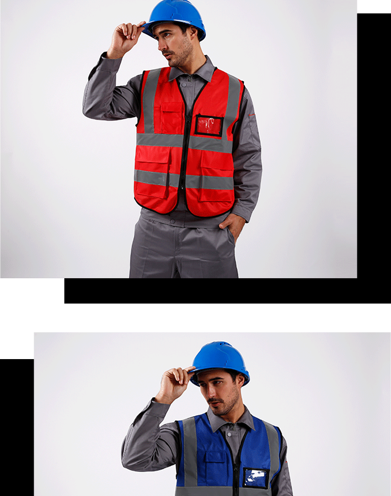 Zhuante Reflective Vest Multi-Pocket Customizable Logo Construction Worker Breathable Mesh Safety Jacket Fluorescent Yellow (No Print) [Jingcang Warehouse] 15