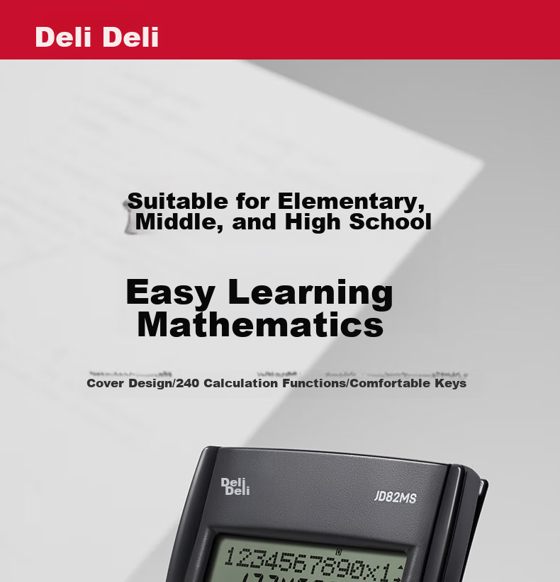 Deli [Super Popular] JD82MS Scientific Calculator with 240 Functions (For Middle And High School Students), Exam Calculator (Random Color in Dark Gray) 3