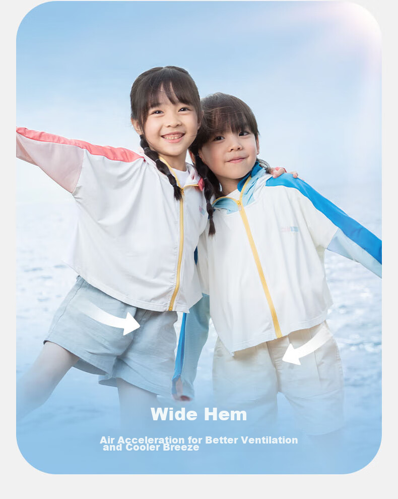 SHUKIKU Children's Sun Protection Clothing, UV-Resistant, Original Yarn Ice-Cool Breathable, Boys And Girls Cape Sun Protection Garment, Blue, 120/60 28