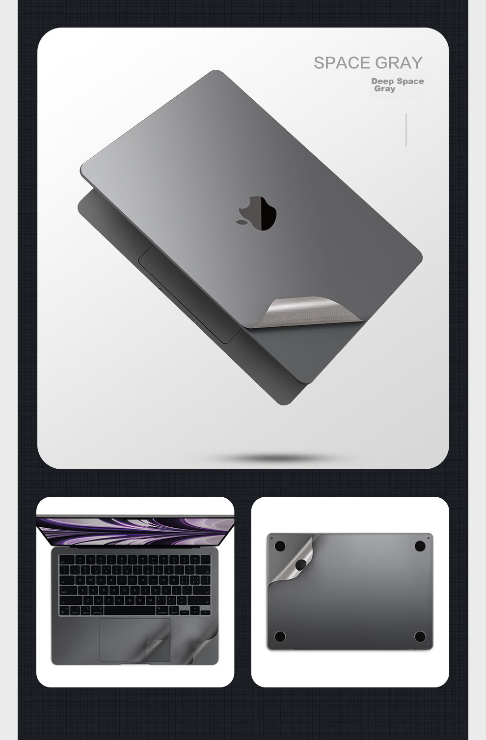 Jichuan Apple MacBook Pro 14-Inch M5/4/3/2 Body Protective Film for 2026/25/24/23 Models, Laptop Shell Cover, 3M Adhesive Sticker, Gray 10