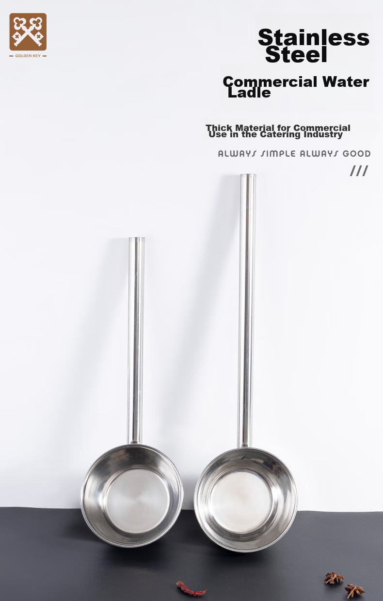 Golden Key Stainless Steel Thickened Flat Bottom Water Scoop 20cm Commercial Water Ladle Large Soup Spoon GK-SS200 1