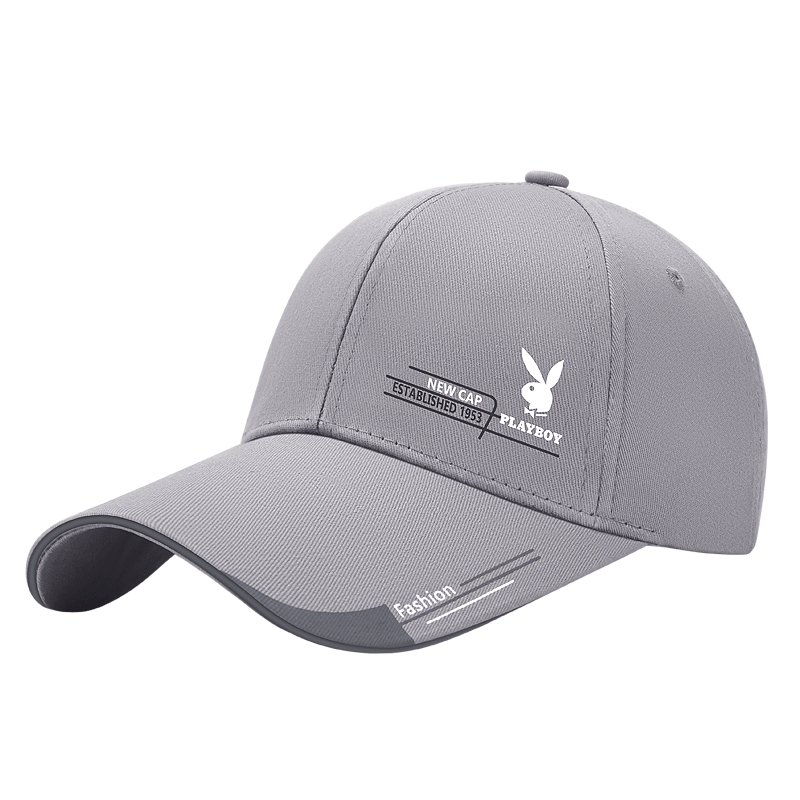 Playboy Men's Baseball Cap Outdoor Spring Summer Sun Protection Sports Sunshade Women's Hat Four Seasons Travel Duckbill Cap Gray