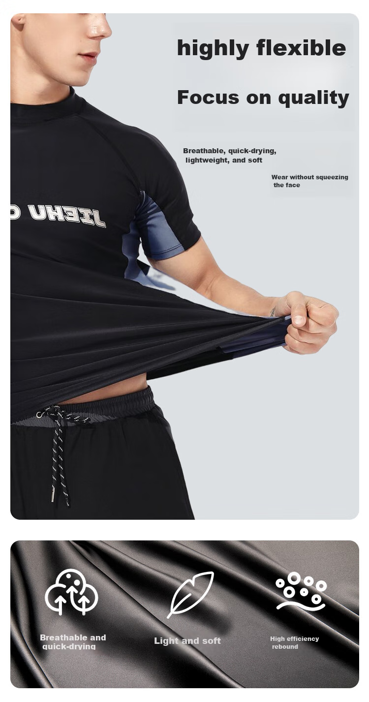 Jiehu Men's Swim Trunks Set, Youth Anti-Embarrassment Swimwear for Hot Springs, Surfing, Diving, Dual-Purpose Swimming Gear 3