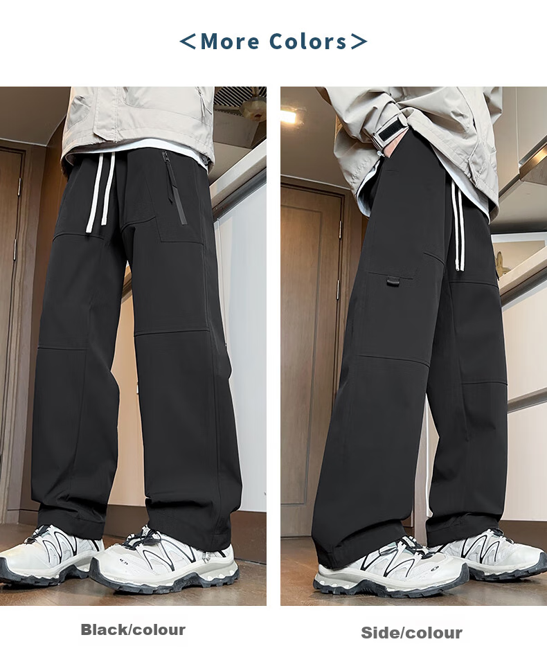 Dingfengbaoluo Casual Cargo Pants for Men, Spring And Summer Paratrooper Functional Trousers, American-Style Solid Color Outdoor Pants, 2418 Gray, Size M 6