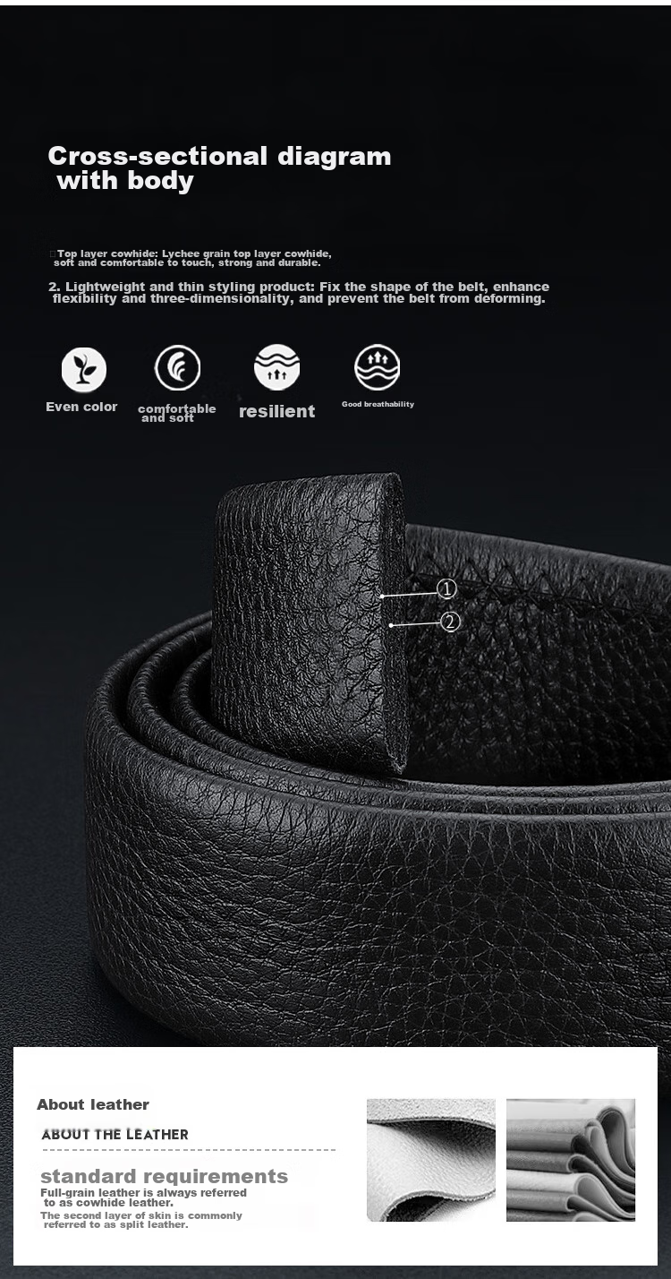 Goldlion Men's Automatic Buckle Belt, Top-Grain Leather Waistband Gift Box, Business Fashion Trouser Belt, Birthday Gift 10